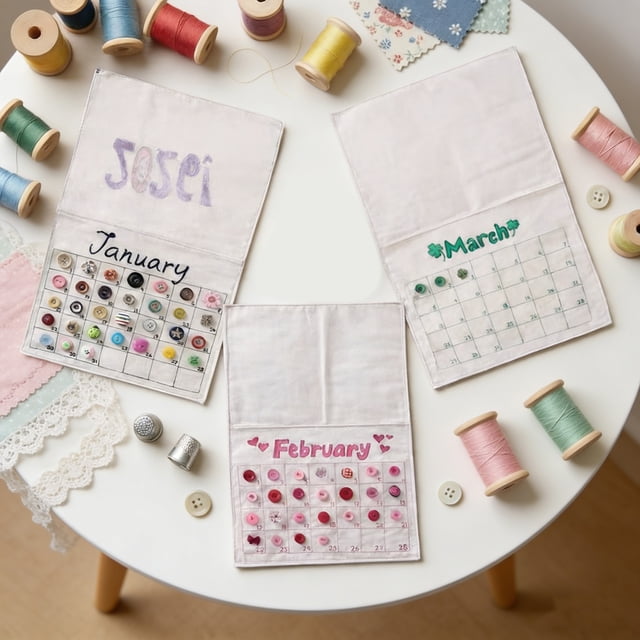 2026 DIY Button Calendar Beginner-Friendly Button Stitch Calendar Stitch Your Year One Button at A Time with Colorful Buttons Gift for Craft Lovers