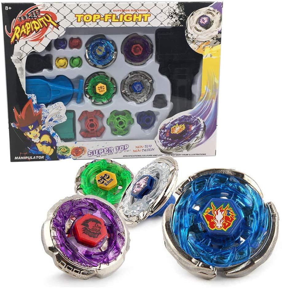 4D Beyblade Set Metal Master Fusion Top Rapidity Battle Game Toys Launcher Grip 