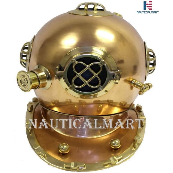 NauticalMart beautiful u.s navy mark diving divers helmet solid brass 18"