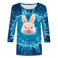 thumbnail image 4 of Cavosen Happy Easter T Shirts for Women 3/4 Length Sleeves Summer Bunny Tie Dye Print Pullover Blouse Crewneck Festival Shirts Vacation Holiday Tops Casual Dressy Tees XL, 4 of 5