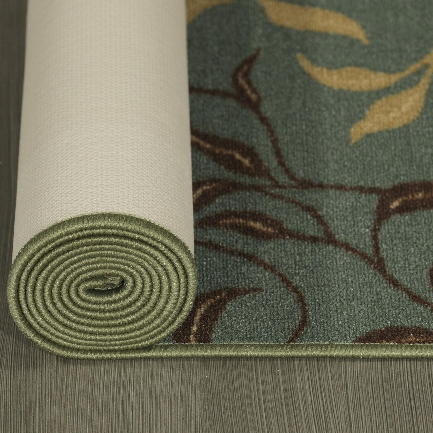 Tapis de couloir contemporain à motif feuilles et sous-couche en caoutchouc la collection Ottohome