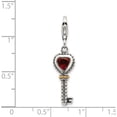 thumbnail image 5 of 14K/Silver Two-Tone Sterling Silver With 14K Garnet Antiqued Key Lobster Clasp Charm (40 X 8) Made In Thailand qtc494, 5 of 6