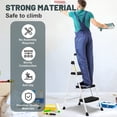 thumbnail image 2 of 3 Step Ladder, Folding Step Stool for Adults with Handle, Lightweight, Perfect for Kitchen& Household, 500lbs Capacity Sturdy Steel Ladder White, 2 of 6