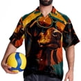 thumbnail image 4 of Retro Dog Men's Casual Spread Collar Hawaiian Short Sleeve Button Down Summer Beach Tops, 4 of 6