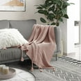 thumbnail image 2 of Tianna Blush Acrylic 50x60 Inches Wool-like Tassels Knit Throw Blanket, 2 of 9