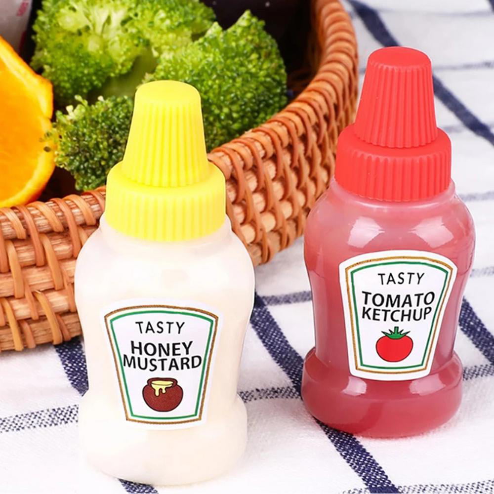Tohuu Mini Sauce Bottle Mini Ketchup Bottle for Bento Box Accessories  Portable Lunch Box Dressing Dispensers to Go with Screw Cap realistic 
