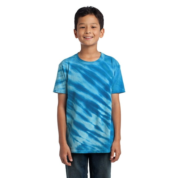 Port & Company PC148Y Youth Tiger Stripe Tie-Dye Tees, Royal - Medium