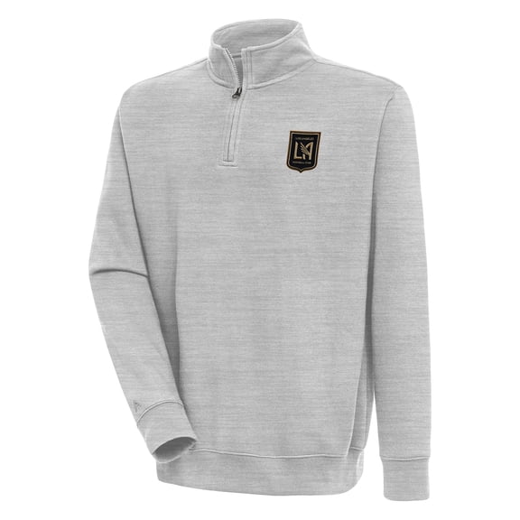 Men's Antigua Heather Gray LAFC Victory Quarter-Zip Pullover Top