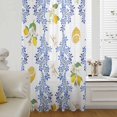 thumbnail image 6 of Summer Lemon Sheer Curtains 54 Inches Long, Navy Blue Spring Floral Botanical Light Filering Curtains, Breathable Simi Curtain Privacy Drapes for Kitchen Bathroom Nursery Small Window Treatment, 6 of 9