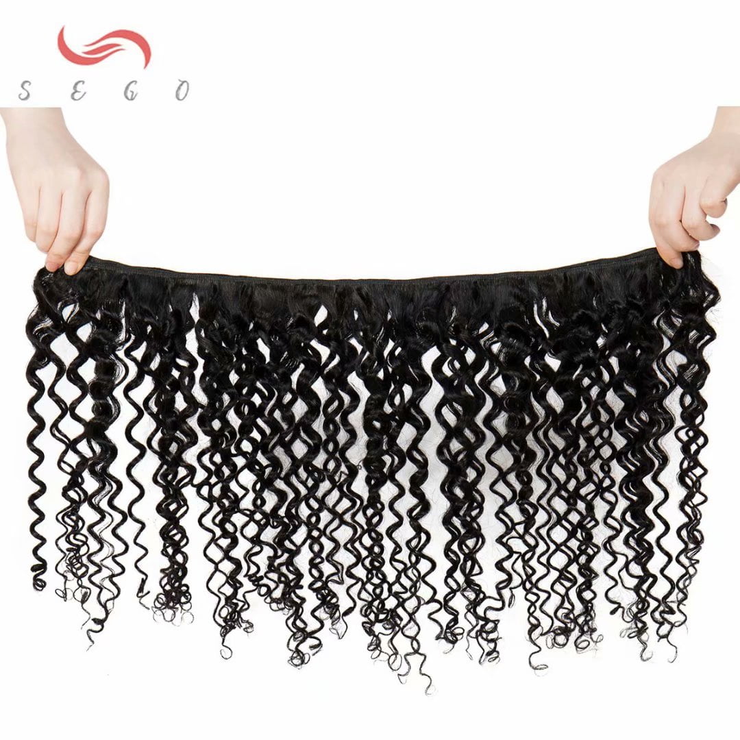 SEGO Deep Wave/Straight/Kinky Curly Brazilian Virgin Human Hair Bundles Unprocessed Human Hair Extensions Natural Black-1 Bundles