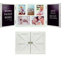 Excello Global ProductsEGP-HD-0413A Barndoor Wood Collage Picture Frames with 2 Magnetic Chalkboard Doors for Kitchen, Living Room, Family Photo Collage Frames,White,12.8"x34" (12.8"x17" When Closed)