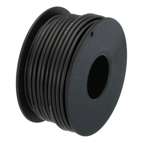 Uxcell 18 Gauge Silicone Wire 18AWG Electrical Wire Stranded Tinned Copper High Temp Hookup Spool 49.2ft Black