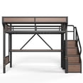 thumbnail image 4 of Bellemave Twin Loft Bed with Desk, Metal Loft Bed with Storage & Wardrobe, High Loft Bed with LED Lights & Charaging Station, Heavy Duty Metal Frame with Pegboard & Baskets for Teens Adults, Black, 4 of 13