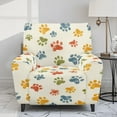 thumbnail image 2 of FKELYI Colorful Dog Paw Print Reclining Chair Slipcover 4 Pcs Stretch Recliner Cover Fitted Sofa Couch Cover with Pocket Anti-Dust Furniture Protector for Armchair, 2 of 7