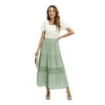 thumbnail image 2 of Women's Polka Dot Hollow Out Long Skirt Lace Stitching Pleated Loose High Waist Dress, 2 of 8