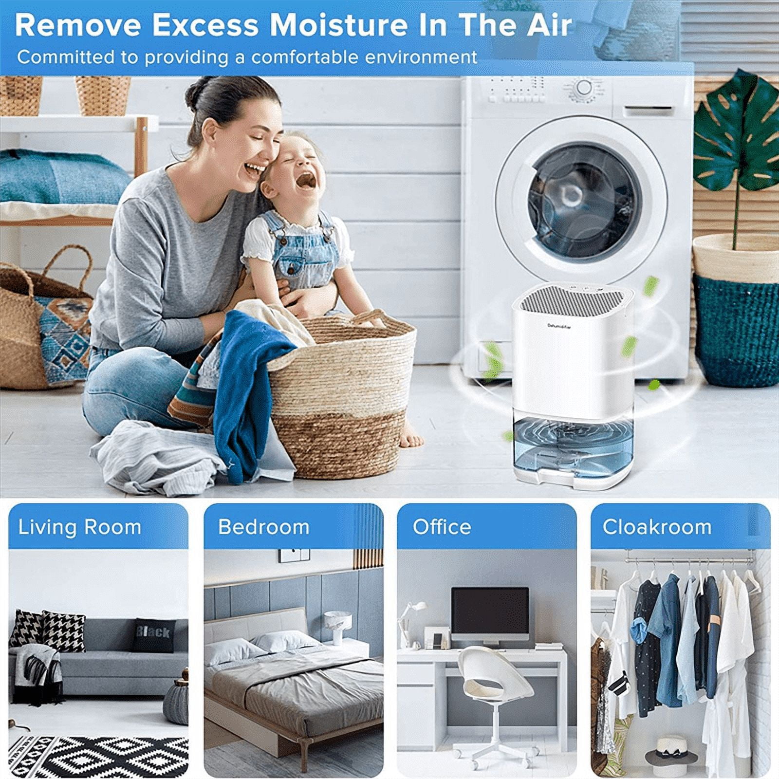 Dehumidifier, Dehumidifiers for Home 35Oz Dehumidifier for Bathroom 2500 Cubic Feet(280 Sq Ft) US Plug,1 x dehumidifier,White
