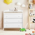 thumbnail image 2 of Costway 3 Drawer Baby Changing Table Infant Diaper Changing Station Wood with Safety Belt White, 2 of 10