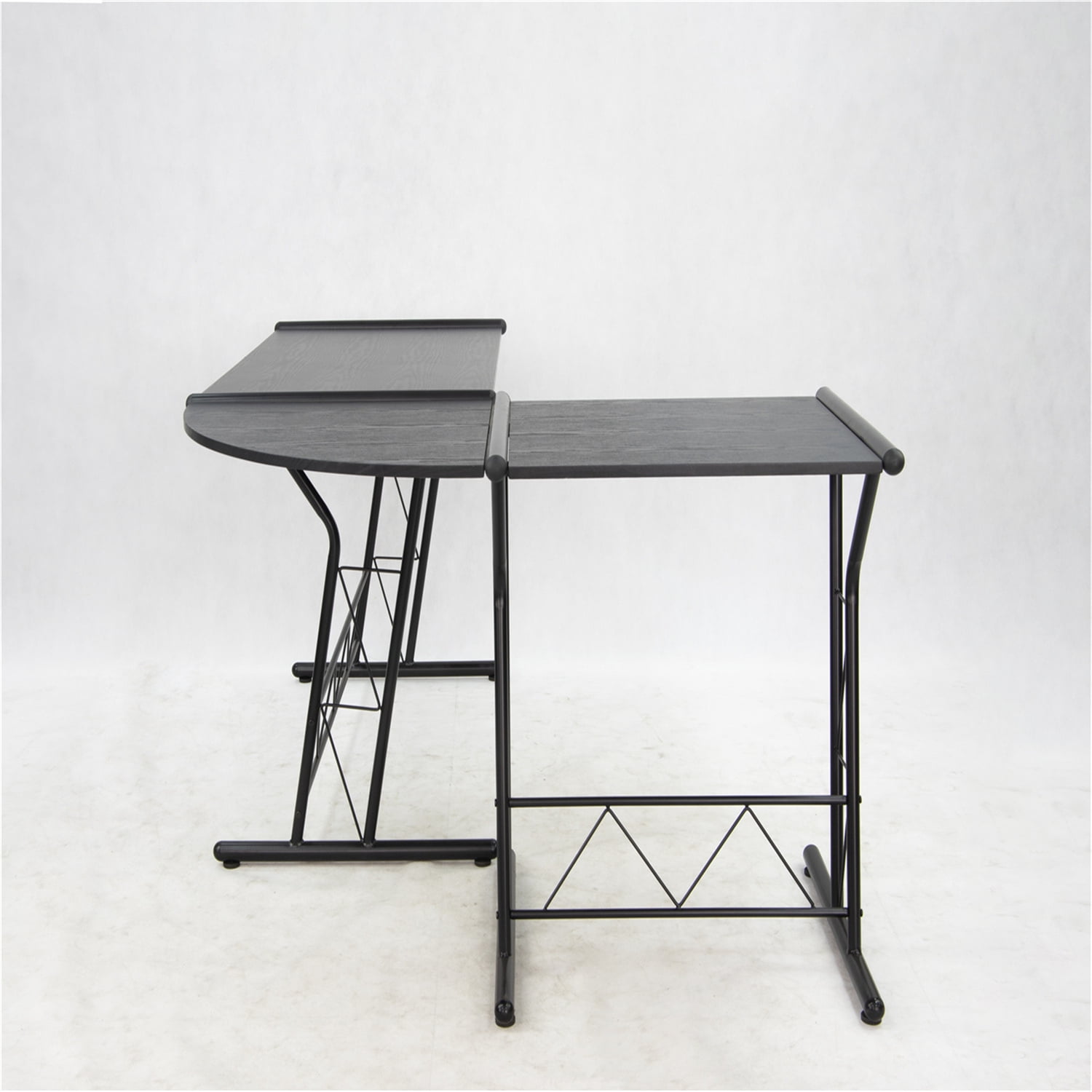 Kepooman L Shaped Desk, Round Corner Computer Desk Gaming Table Workstation for Home Office, Black Kepooman L Shaped Desk, Round Corner Computer Desk Gaming Table Workstation for Home Office, Black