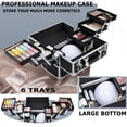 thumbnail image 3 of Professional Makeup Train Case Large Cosmetic Box Travel Storage 6 Trays Makeup Organizer Case, Black, 3 of 9
