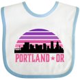 thumbnail image 3 of Inktastic Portland Oregon Retro Sunset Skyline Girls Baby Bib, 3 of 4