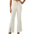 thumbnail image 2 of Tidyack,Big Discount,Front Split Cropped Flared Pants, High Waisted Suit Bottoms, Stretchy Cotton Blend, Relaxed Fit, For Casual Work, Daily Wear, Versatile Fashion, Summer Pants, Elegant Look, 2 of 9