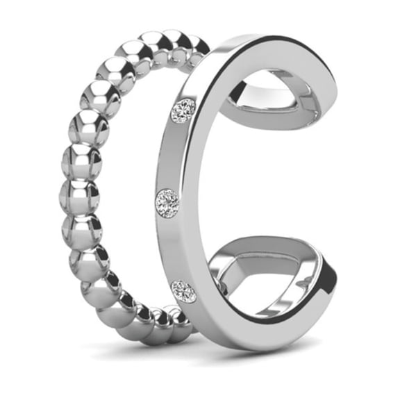 Cate & Chloe Sasha 18k White Gold Plated 10mm Hoop Ear Cuff with Swarovski Crystals, Gift for Women