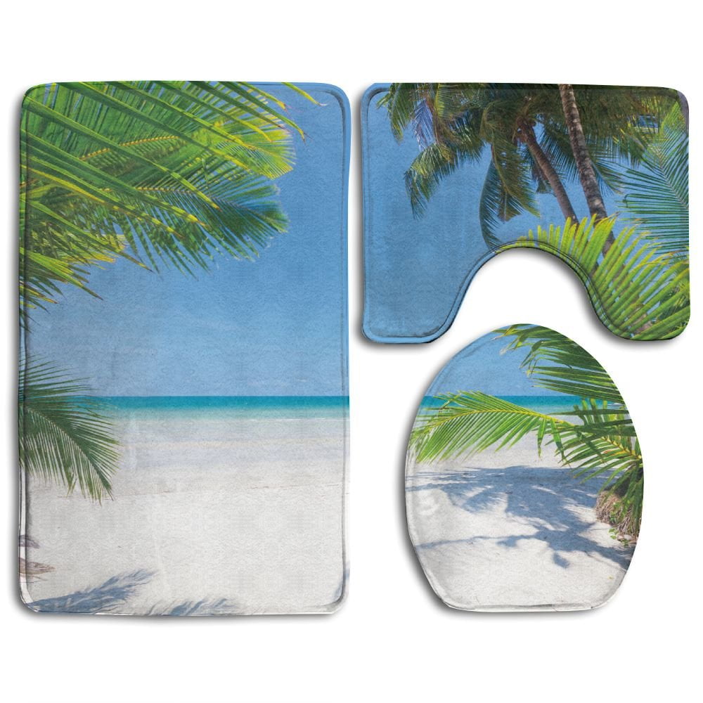 GOHAO Ocean Palm Leaf Tropical Beach Coastline Theme Photo 3 Piece ...