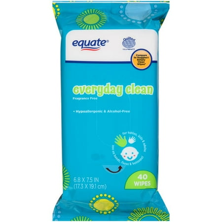 Equate Everyday Clean Fragrance Free Wipes, 40 Sheets