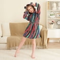 thumbnail image 3 of FORMRS Niños Bathrobe Unisex Hooded Robe Soft Plush Pajamas Sleepwear, Size 4-6T, Blue Abstract Lines, 3 of 7