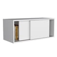 thumbnail image 2 of Note 32"W x 13" H Wall Cabinet with Sliding Doors , Wall Shelf, Storage Cabinet, Bedroom, Ohffice, Living Room, Garage White, 2 of 7