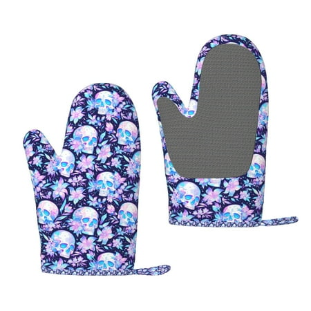 

Lukts crystal Skull flower leaf for Silicone Anti-Scalding Gloves Kitchen Lanyard Gloves for Grilling Baking Cooking