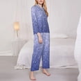 thumbnail image 3 of Fotbe Glittering Blue Purple Pattern Long Sleeve Pajama Set for Women,Sleepwear Set,2-piece Loungewear Set,Soft PJs Comfy Nightwear with Pockets -Medium, 3 of 7
