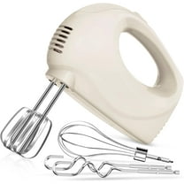 KitchenKey Handmixer Electric Handheld - 5 Speed Portable Kitchen Mixer Electric with 5 Stainless Steel Accessories Whisk, Food Beater for Whipping Mixing Cookies(Ivory)