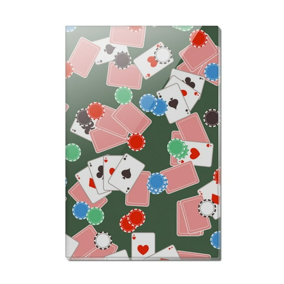 Poker Chips and Ace Cards Pattern Rectangle Acrylic Fridge Refrigerator Magnet