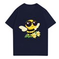 thumbnail image 2 of NAMTYQX Womens Summer Shirts Short Sleeve Plus Size Printed Boxy Fit Muster Crewneck Casual Cool Lightweight Womens Casual Tops Dark Blue Size 2XL, 2 of 4