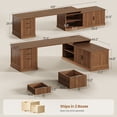 thumbnail image 2 of Fluted 70.9" L Shaped Computer Desk with 3 Drawers and Storage Cabinet, 2 of 7