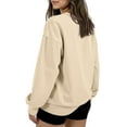 thumbnail image 6 of Women's Oversized Round Neck Fleece Hoodie Casual Comfort Pullover Tops for Women Fall Winter Clothing Soft Warm Loose Fit Sweatshirt for Daily Wear,Khaki,L, 6 of 6