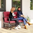 thumbnail image 2 of Outsunny 2-Person Outdoor Glider Chair, Patio Double Rocking Loveseat with Steel Frame and Cushions for Backyard, Garden and Porch, Red, 2 of 10