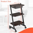 thumbnail image 2 of 3-Tier Walnut Tabletop Salon Rolling Trolley Cart, Stand Tray Rolling Cart with Wheel Storage, 2 of 7