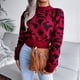 thumbnail image 3 of Suéter de señora para mujer, suéter de cuello redondo de manga larga con estampado de leopardo para invierno y otoño, 3 of 8