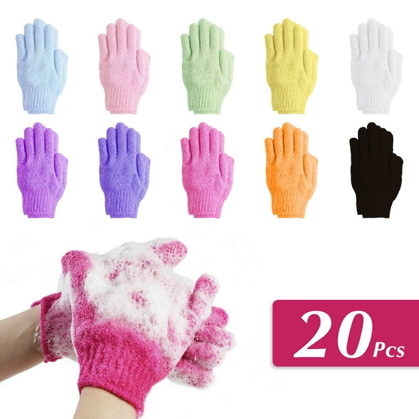 10 Pairs Body Exfoliating Shower Gloves, Bath Scrub Wash Mitt for Women