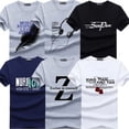 thumbnail image 1 of TEXIWAS-Camiseta ajustada con estampado de marca de moda para hombre, camiseta informal de cuello redondo, camisetas de algodón de talla grande M-5XL, 6 uds., 1 of 4