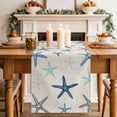 thumbnail image 2 of Table Runners 90 Inches Long Dress Scarves, Navy Blue Beige Starfish Farmhouse Coffee/Dining/Kitchen Table Decor Table Runner for Living Room, Coastal Summer Beach Vintage 13x90 Inch, 2 of 9
