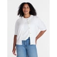 thumbnail image 2 of Time and Tru Woman's Crew Cardigan with Short Sleeves, Sizes XS-XXXL, 2 of 7