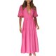 thumbnail image 2 of Puntoco Vestido De Manga Corta Con Cuello En V, Vestido De Verano De Manga Corta De Color Liso Para Mujer Rosa Rojo Xl, 2 of 9