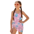 thumbnail image 2 of SEANATIVE One Piece Swimsuit for Girls with Short Sarongs Chiffon Cover Cut Out Back Bathing Suit Adjustable Strap Swimwear 2 Pcs Set, 11-12 Years, Easter Eggs Floral Pink, 2 of 7