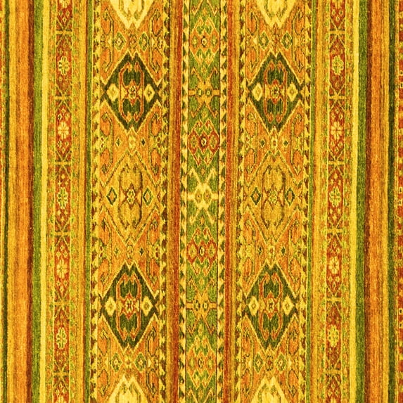 Ahgly Company Indoor Square Abstract Yellow Modern Area Rugs, 8' Square