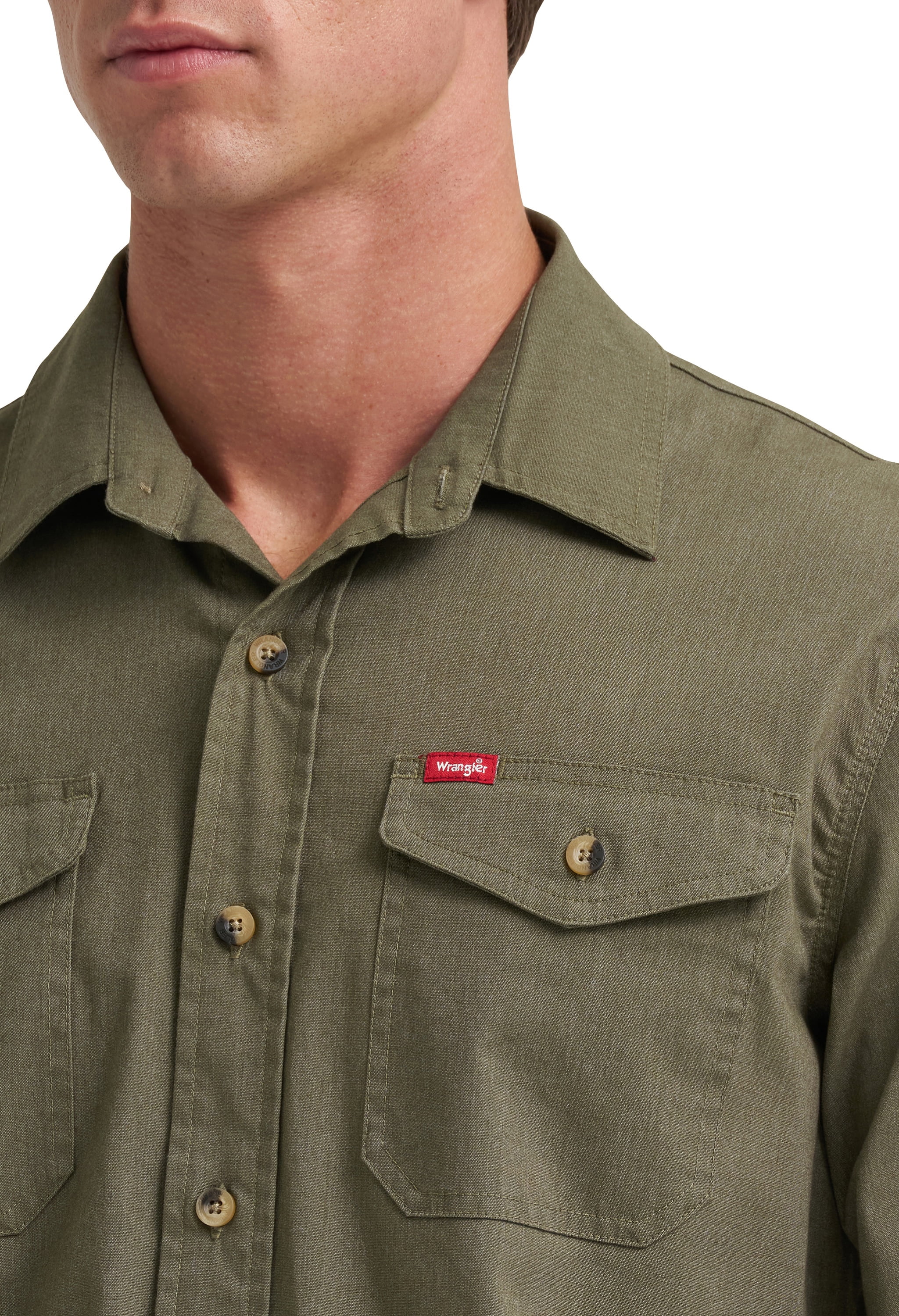 Wrangler® Mens Long Sleeve Heritage Solid Shirt