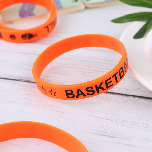FUTUREORYY Orange Silicone Wristbands with Basketball Patterns for Decor Eyecatching Party Accessories Fits Most