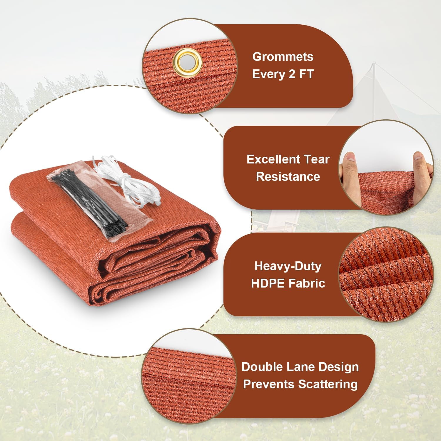 LOVE STORY Custom Size 8'x9' Terra Red Sun Shade Cloth with Grommets Pergola Shade Cover 95% UV Protection for Outdoor
